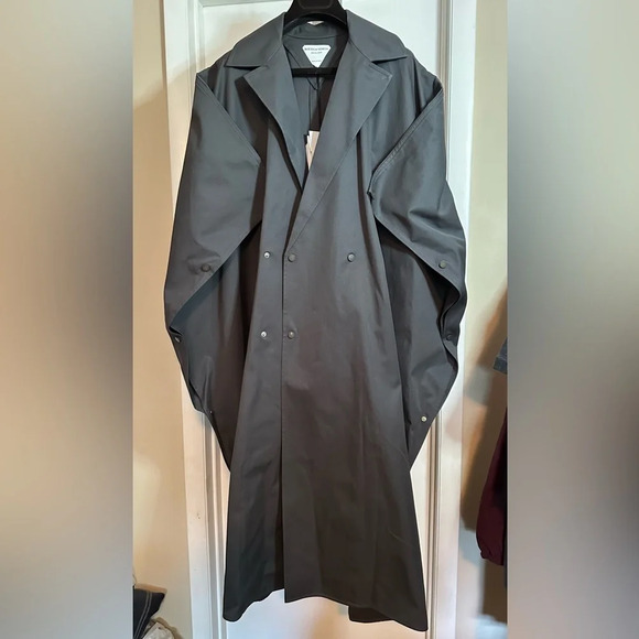 NWT Bottega Veneta Gabardine Wrap Sleeve Coat in Iron Size Small - Picture 8 of 16